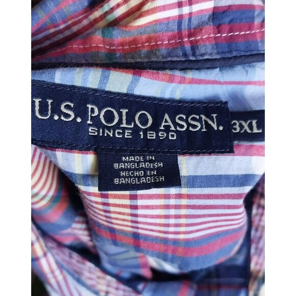 US Polo Assn 3XL Button Up Shirt Men's Short Sleeve Blue, Red , White and Yellow - Picture 3 of 5